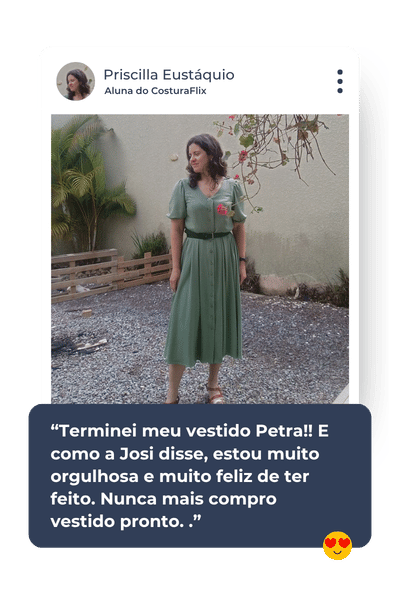 Print de conversa da aluna Priscilla no grupo CosturaFlix