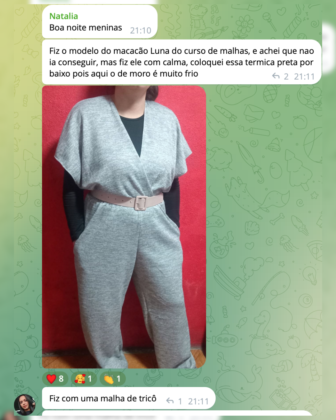 Peça de malha feita por aluna