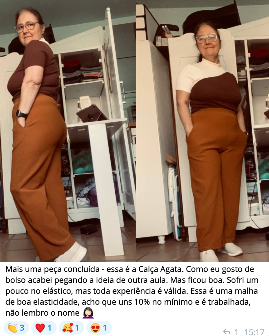 Peça de malha feita por aluna
