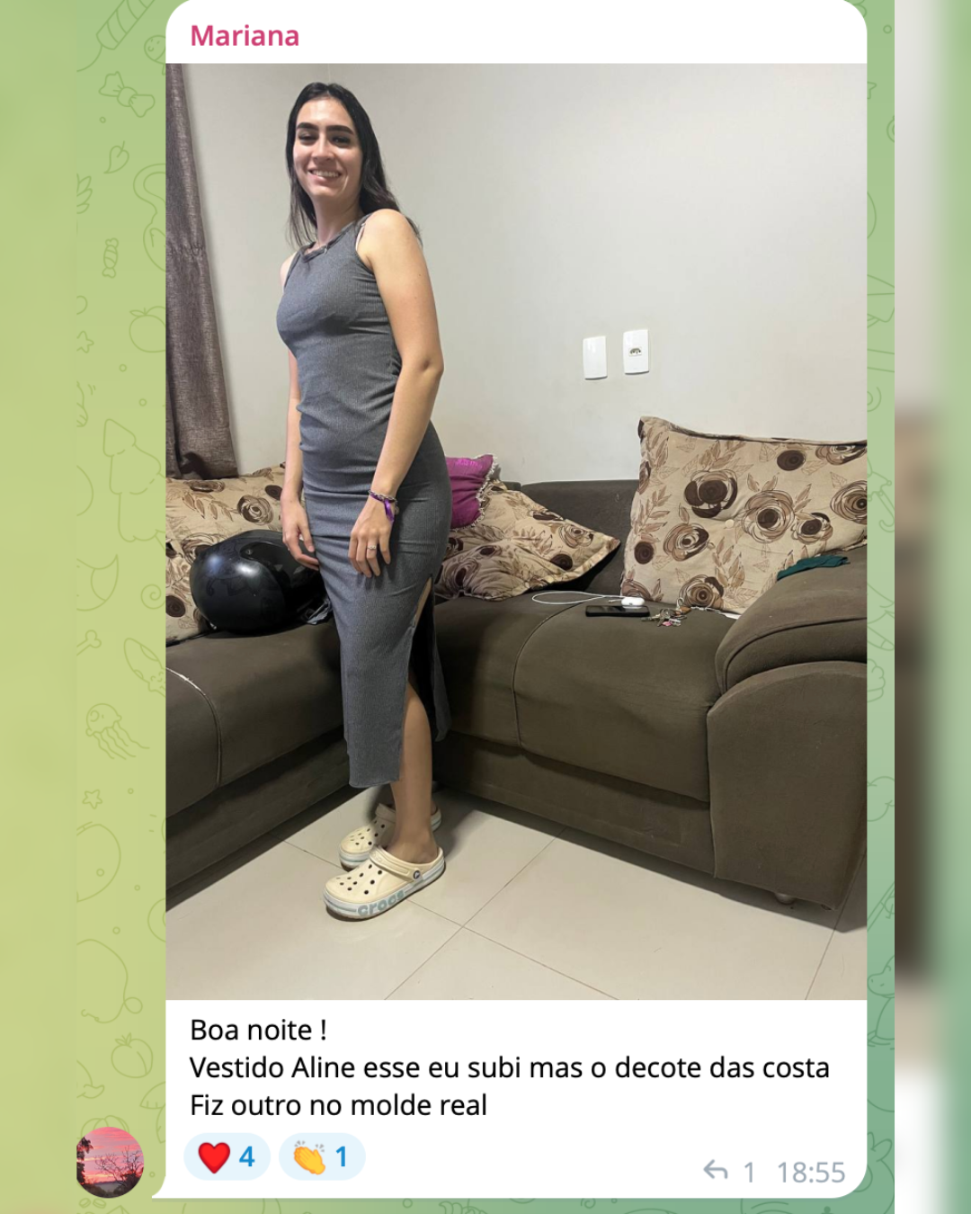 Peça de malha feita por aluna