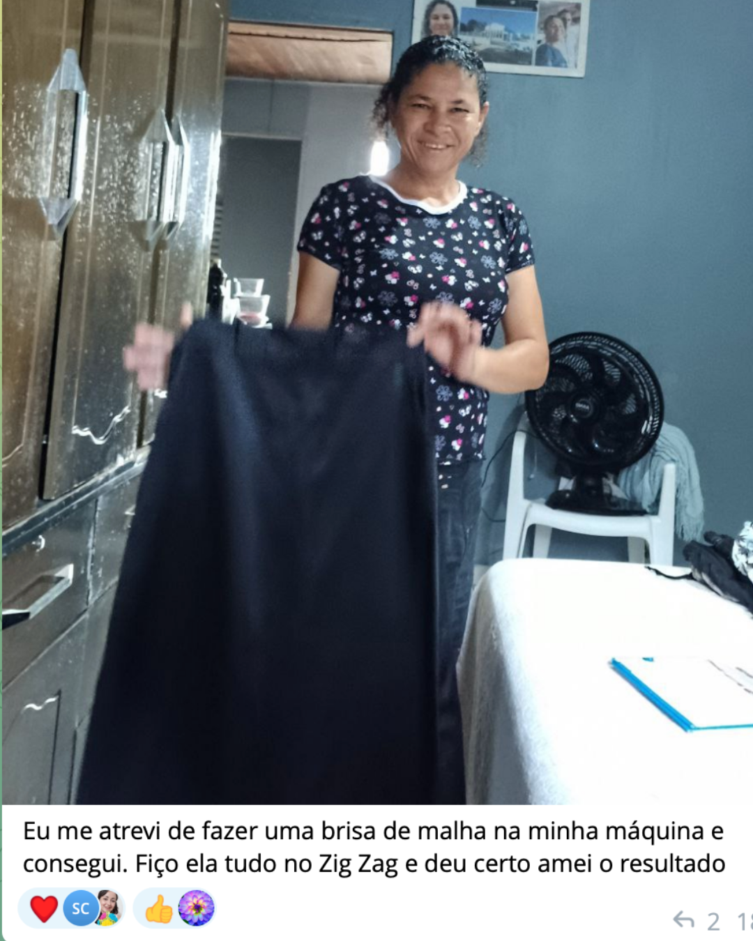 Peça de malha feita por aluna