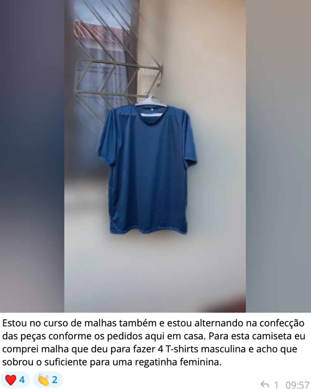 Peça de malha feita por aluna